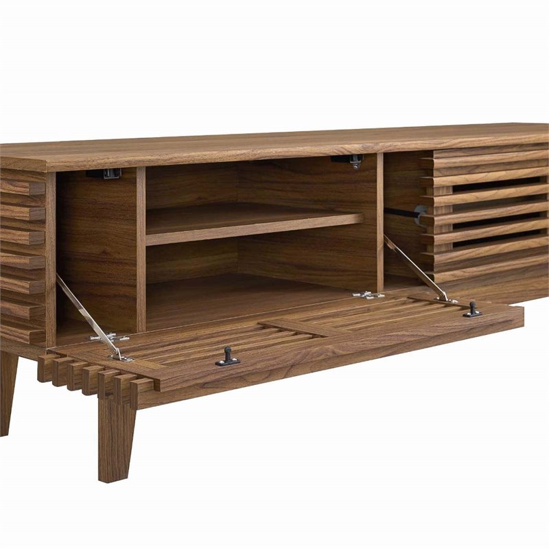 Modway Render 60" Modern Wood TV Stand for TVs up to 66" in Walnut