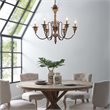 Modway Bountiful Wood & Metal Ceiling Light Candelabra Chandelier in Black/Brown