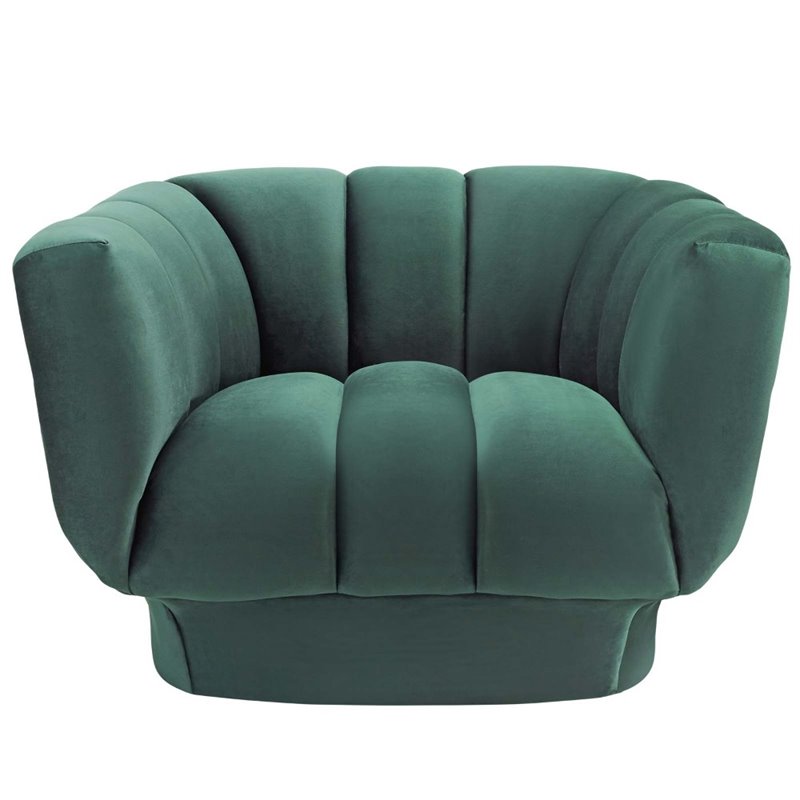 Modway Entertain Vertical Tufted Performance Velvet Armchair in Green