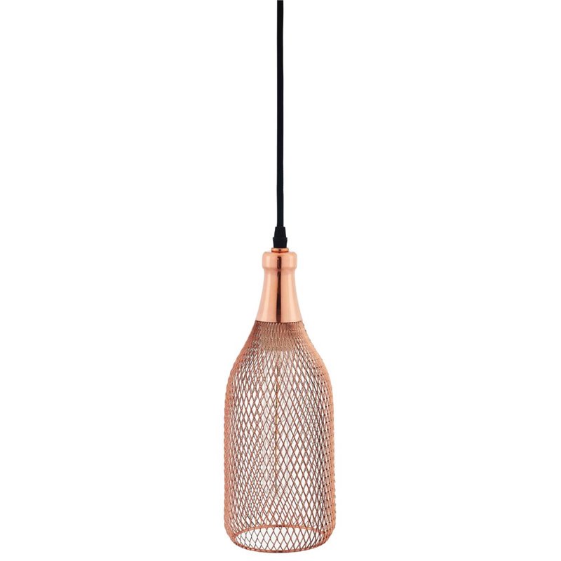 Modway Glimmer Modern Bottle-Shaped Metal Pendant Light in Rose Gold