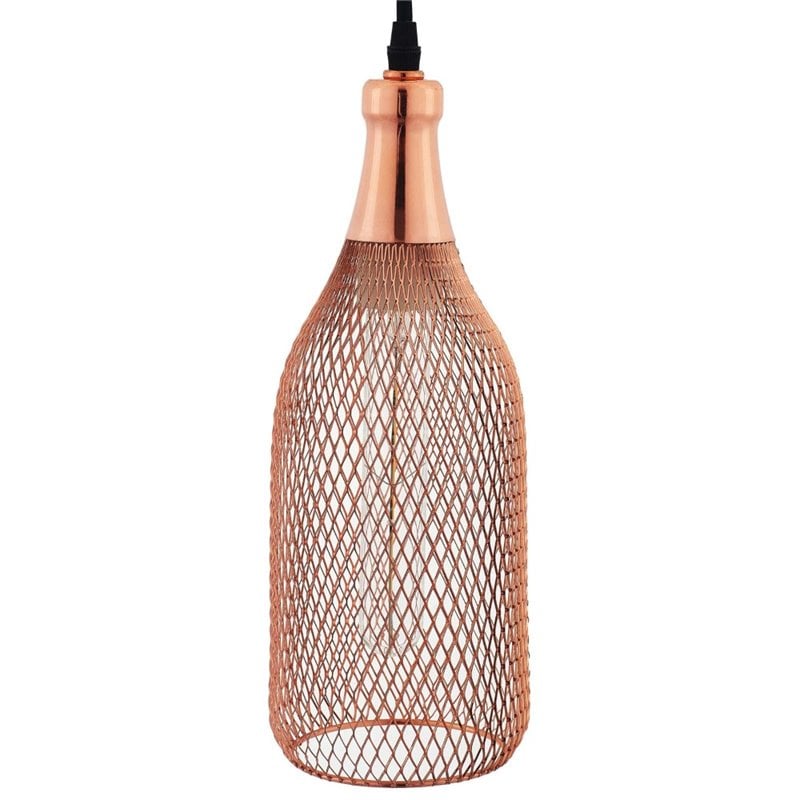 Modway Glimmer Modern Bottle-Shaped Metal Pendant Light in Rose Gold