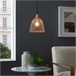 Modway Glimmer Modern Bell-Shaped Metal Pendant Light in Rose Gold