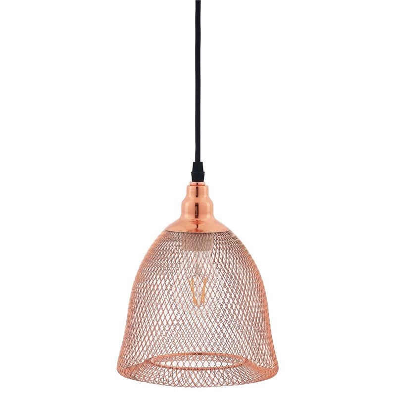 Modway Glimmer Modern Bell-Shaped Metal Pendant Light in Rose Gold