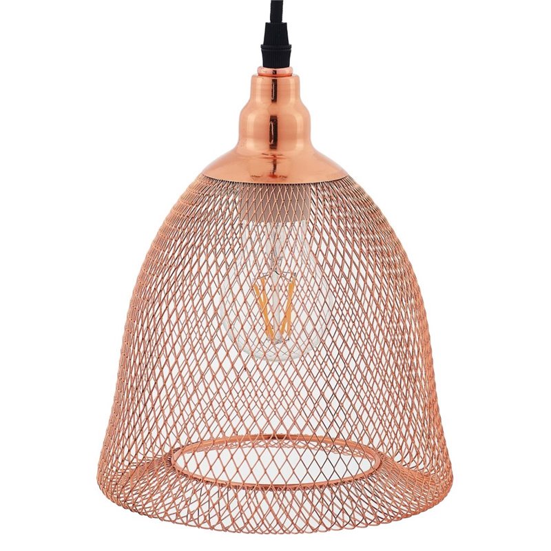 Modway Glimmer Modern Bell-Shaped Metal Pendant Light in Rose Gold