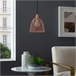 Modway Glimmer Modern Bell-Shaped Metal Pendant Light in Rose Gold