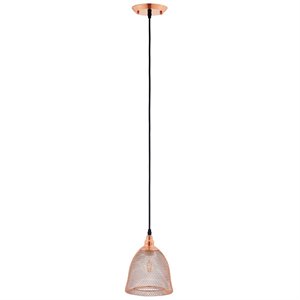 Modway Glimmer Modern Bell-Shaped Metal Pendant Light in Rose Gold
