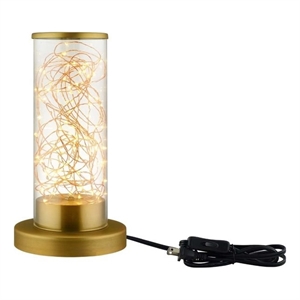 modway adore modern cylindrical glass & metal table lamp in brass/clear