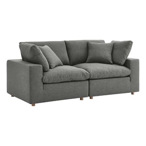 Modway Commix 2-Piece Fabric Down Filled Sectional Sofa Set in Gray