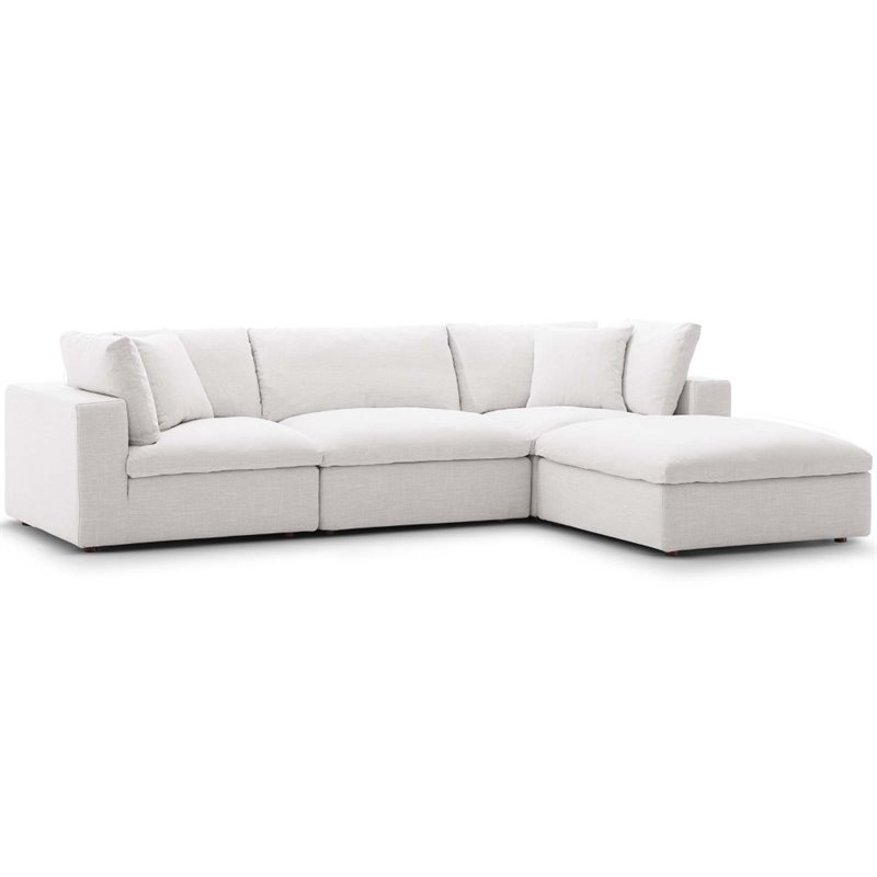 Modway Commix 4 Piece Down Filled Overstuffed Sectional Sofa Set in