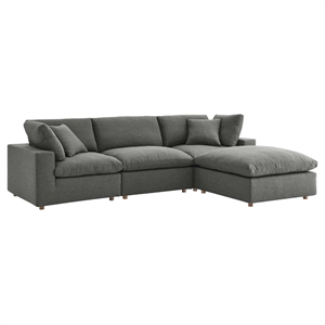 Modway Commix 4-Piece Fabric Down Filled Sectional Sofa Set in Gray