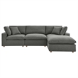 Modway Commix 4-Piece Fabric Down Filled Sectional Sofa Set in Gray