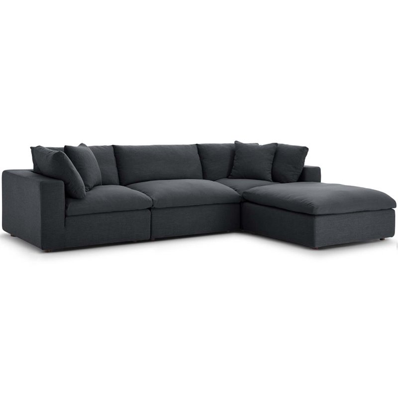 Modway Commix 4 Piece Down Filled Overstuffed Sectional Sofa Set In Gray Cymax Business 1745