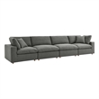 Modway Commix 4-Piece Polyester Fabric Sectional Sofa Set in Gray
