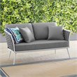 Modway Stance Aluminum & Fabric Patio Loveseat in White & Gray