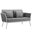 Modway Stance Aluminum & Fabric Patio Loveseat in White & Gray