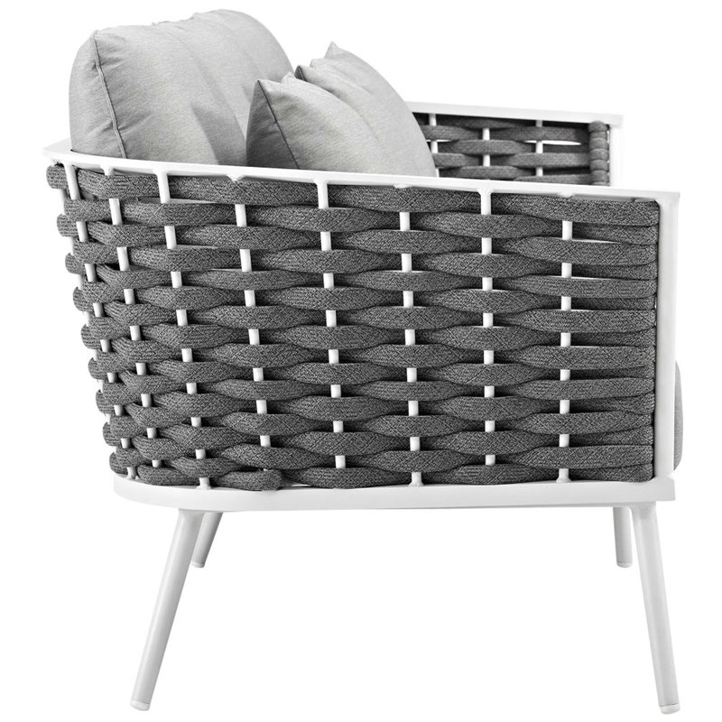 Modway Stance Aluminum & Fabric Patio Sofa in White and Gray