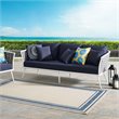 Modway Stance Aluminum & Fabric Patio Sofa in White and Navy