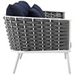 Modway Stance Aluminum & Fabric Patio Sofa in White and Navy
