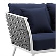 Modway Stance Aluminum & Fabric Patio Sofa in White and Navy