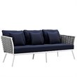 Modway Stance Aluminum & Fabric Patio Sofa in White and Navy