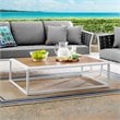 Modway Stance Aluminum & Wood Patio Coffee Table in White and Natural