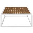 Modway Stance Aluminum & Wood Patio Coffee Table in White and Natural