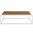 Modway Stance Aluminum & Wood Patio Coffee Table in White and Natural