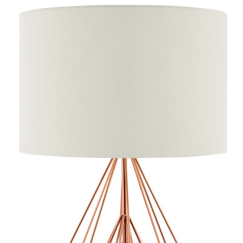Modway Precious Modern Metal & Fabric Table Lamp in Rose Gold/Cream