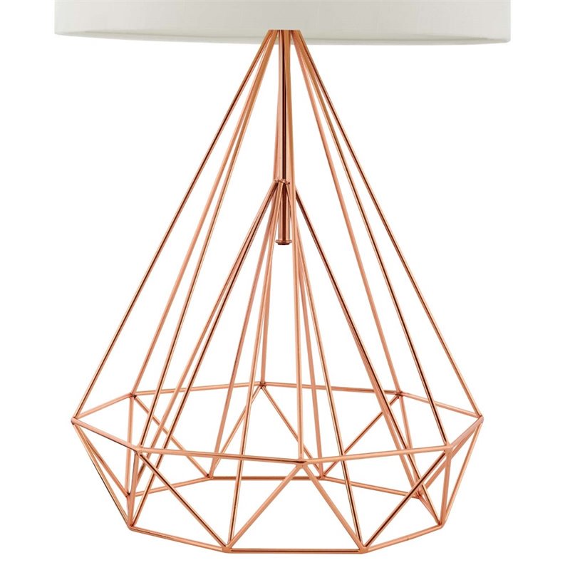Modway Precious Modern Metal & Fabric Table Lamp in Rose Gold/Cream