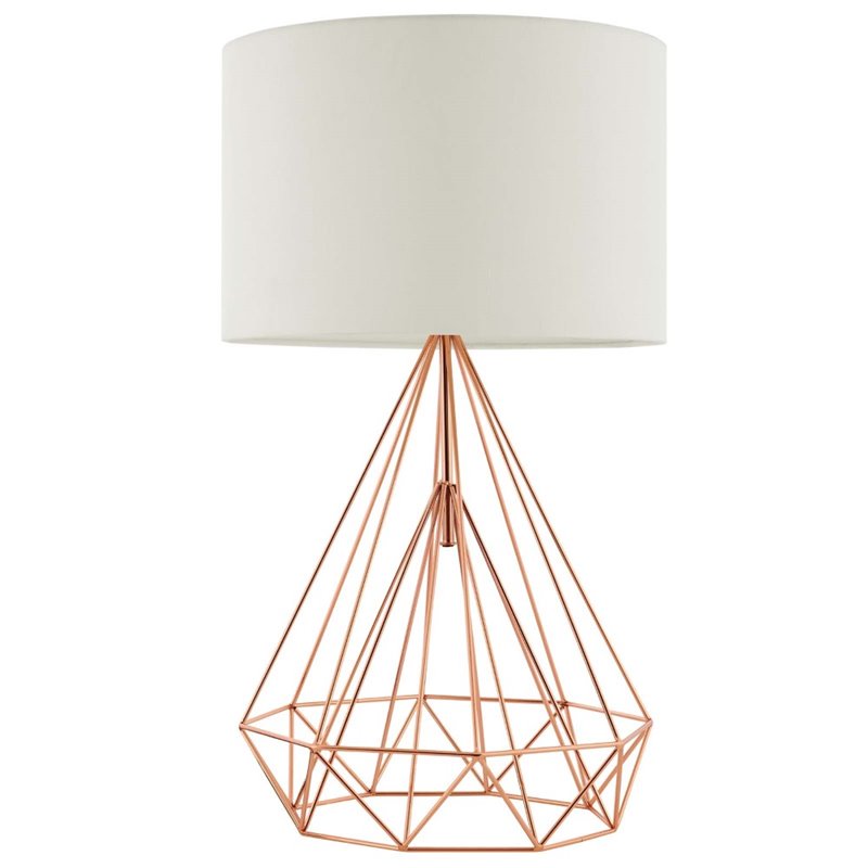 Modway Precious Modern Metal & Fabric Table Lamp in Rose Gold/Cream