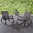 Modway Traveler Aluminum & Mesh Patio Rocking Chair in Black (Set of 2)