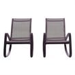 Modway Traveler Aluminum & Mesh Patio Rocking Chair in Black (Set of 2)