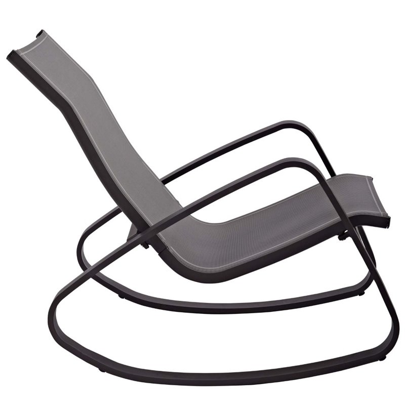 Modway Traveler Aluminum & Mesh Patio Rocking Chair in Black (Set of 2)