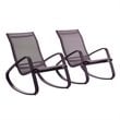 Modway Traveler Aluminum & Mesh Patio Rocking Chair in Black (Set of 2)