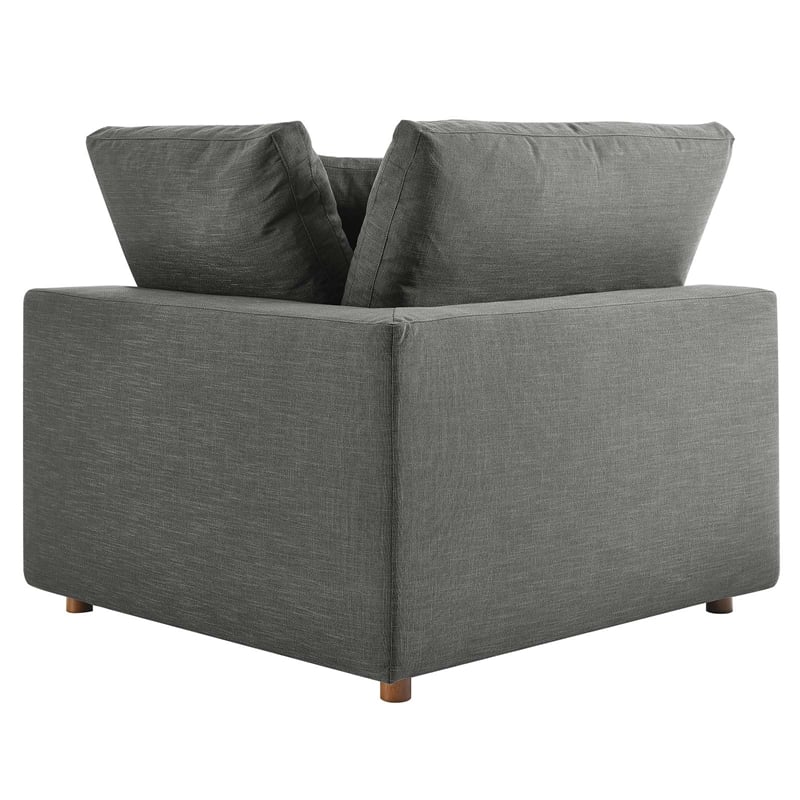 Modway Commix 5-Piece Fabric Down Filled Corner Sectional Sofa Set in Gray