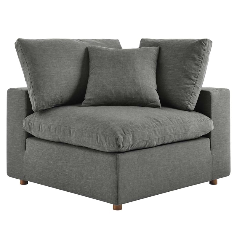 Modway Commix 5-Piece Fabric Down Filled Armless Sectional Sofa Set in Gray