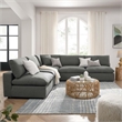 Modway Commix 5-Piece Fabric Down Filled Armless Sectional Sofa Set in Gray