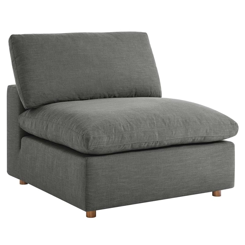 Modway Commix 5-Piece Fabric Down Filled Armless Sectional Sofa Set in Gray