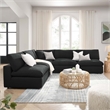Modway Commix 5-Piece Fabric Down Filled Armless Sectional Sofa Set in Teal