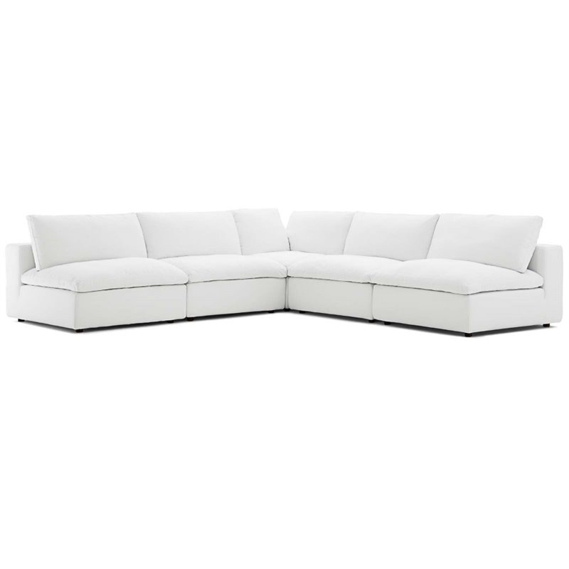 Modway Commix 5 Piece Down Filled Overstuffed Sectional Sofa Set in