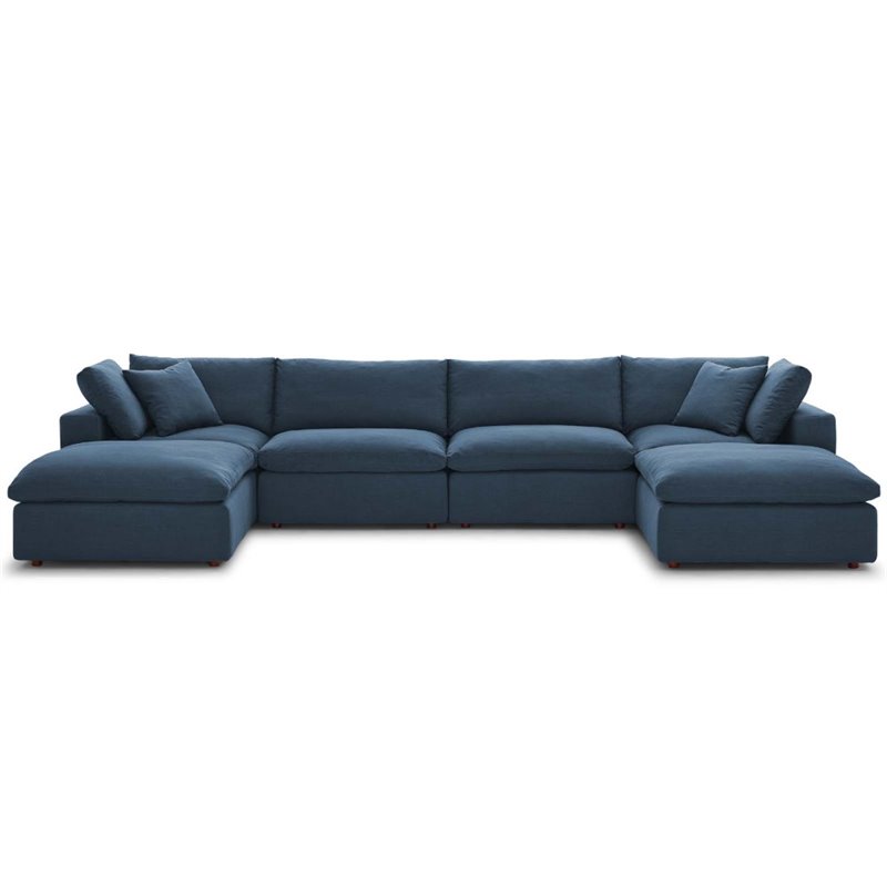 Modway Commix 6 Piece Down Filled Overstuffed Sectional Sofa Set in