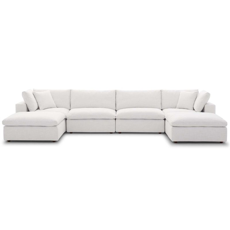 Modway Commix 6 Piece Down Filled Overstuffed Sectional Sofa Set in