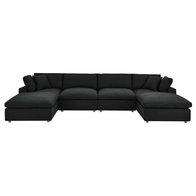 Modway Commix 6-Piece Fabric Down Filled Sectional Sofa Set in Gray