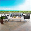 Modway Stance 4-Piece Aluminum & Fabric Patio Sofa Set in White and Gray