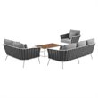 Modway Stance 4-Piece Aluminum & Fabric Patio Sofa Set in White and Gray