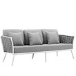 Modway Stance 4-Piece Aluminum & Fabric Patio Sofa Set in White and Gray