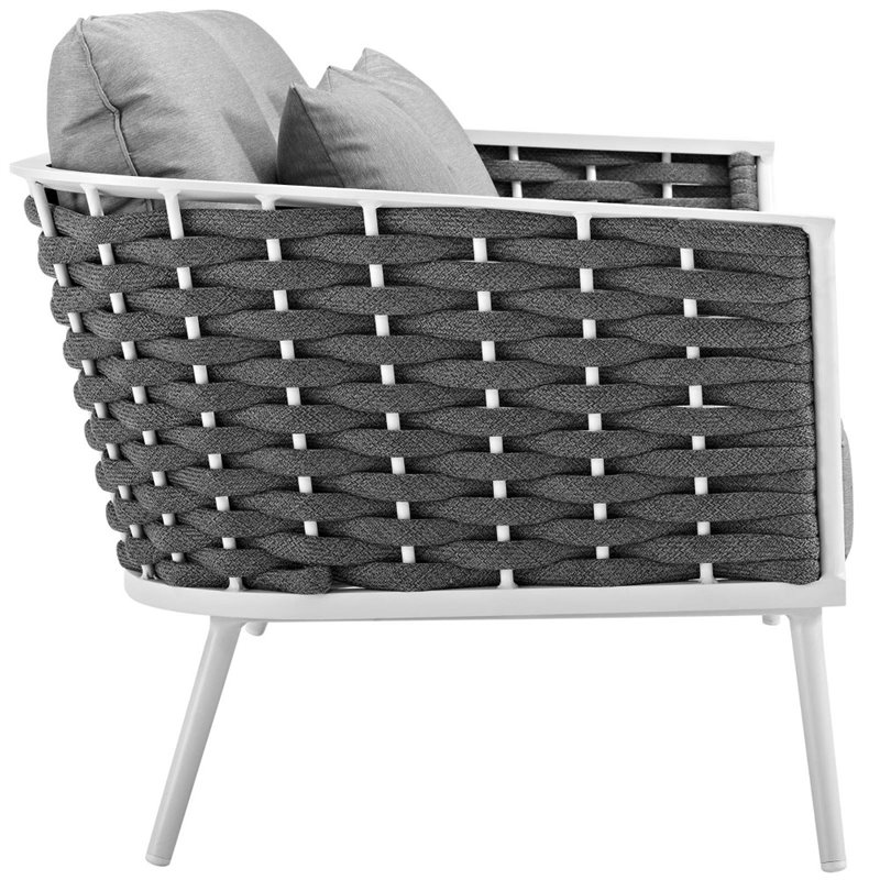 Modway Stance 4-Piece Aluminum & Fabric Patio Sofa Set in White and Gray