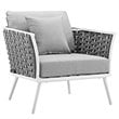 Modway Stance 4-Piece Aluminum & Fabric Patio Sofa Set in White and Gray