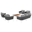 Modway Stance 6-Piece Aluminum & Fabric Patio Sofa Set in White/Gray