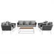 Modway Stance 6-Piece Aluminum & Fabric Patio Sofa Set in White/Gray